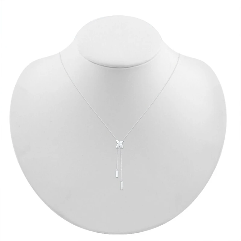 Lariat Style Womens 10K White Gold Y Necklace