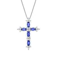 Womens Genuine Purple Tanzanite Sterling Silver 18 Inch Pendant Necklace
