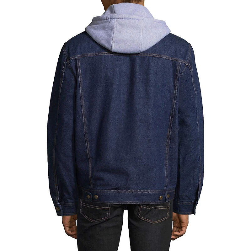 Victory Fleece Lined Mens Denim Hooded Midweight Jacket