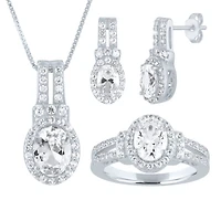 Womens Lab Created White Sapphire Sterling Silver Jewelry Set