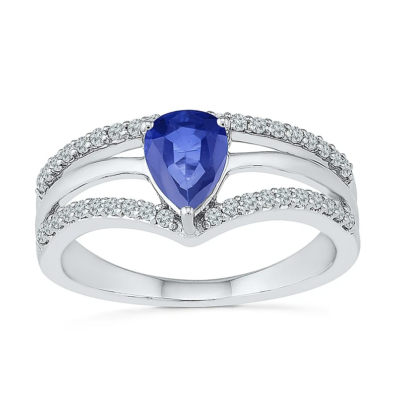 Womens Lab Created Blue Sapphire Sterling Silver Cocktail Ring