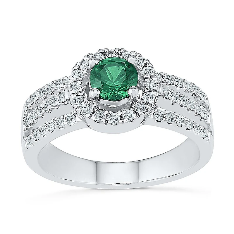 Womens / CT. T.W. Lab Created Green Emerald Sterling Silver Cocktail Ring