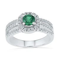Womens / CT. T.W. Lab Created Green Emerald Sterling Silver Cocktail Ring
