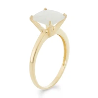 Womens Lab Created White Opal 10K Gold Solitaire Cocktail Ring