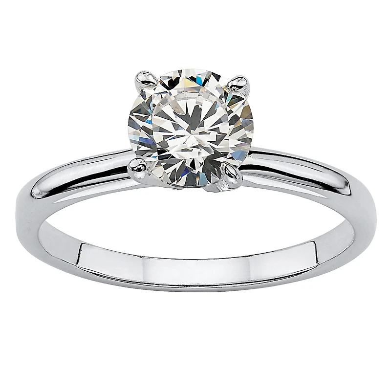 DiamonArt® Womens 1 1/10 CT. T.W. White Cubic Zirconia Sterling Silver Round Engagement Ring