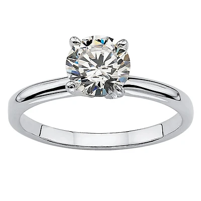 DiamonArt® Womens 1 1/10 CT. T.W.  White Cubic Zirconia Sterling Silver Round Engagement Ring