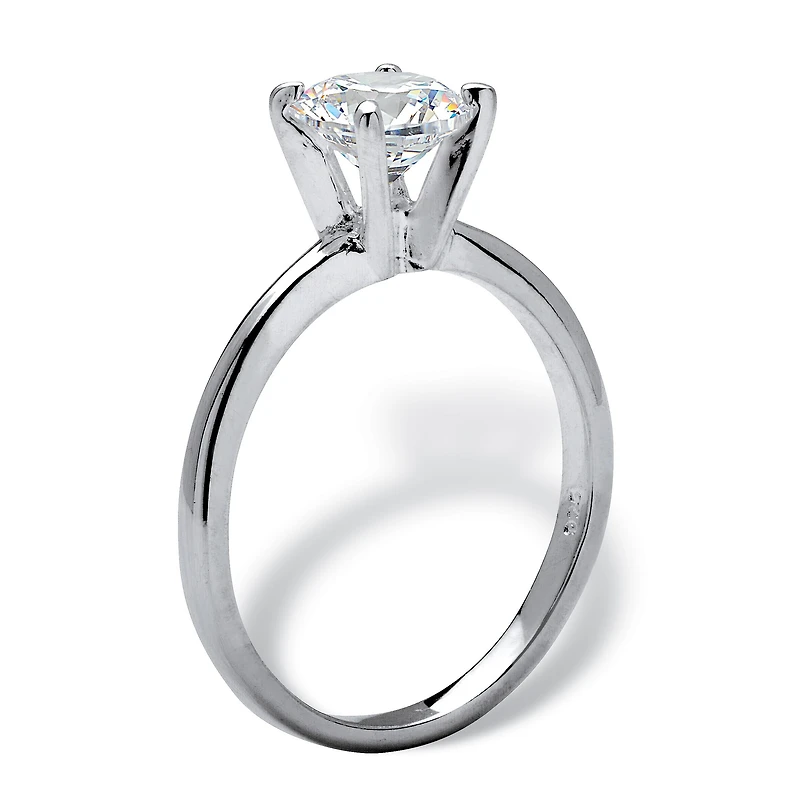 DiamonArt® Womens 1 1/10 CT. T.W. White Cubic Zirconia Sterling Silver Round Engagement Ring
