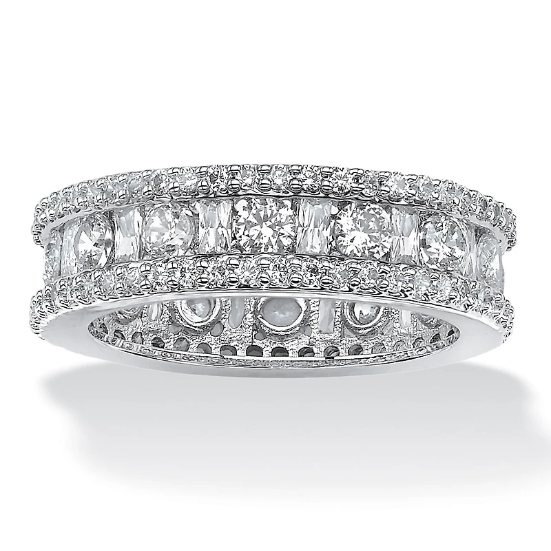 DiamonArt® 6MM 3 1/4 CT. T.W. White Cubic Zirconia Platinum Over Silver Rectangular Band