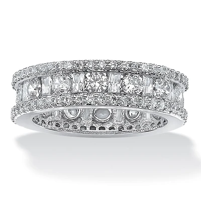 DiamonArt® 6MM 3 1/4 CT. T.W. White Cubic Zirconia Platinum Over Silver Rectangular Band
