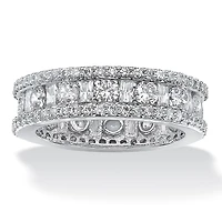 DiamonArt® 6MM 3 1/4 CT. T.W. White Cubic Zirconia Platinum Over Silver Rectangular Band
