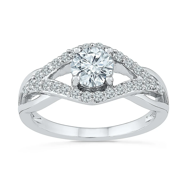 Womens Lab Created White Sapphire Sterling Silver Cocktail Ring
