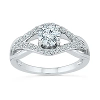 Womens Lab Created White Sapphire Sterling Silver Cocktail Ring