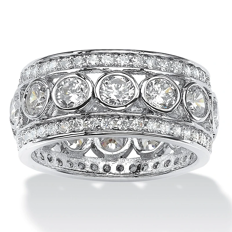 DiamonArt® 24MM 4 3/4 CT. T.W. White Cubic Zirconia Platinum Over Silver Round Band