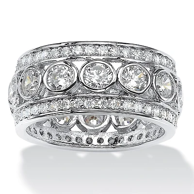 DiamonArt® 24MM 4 3/4 CT. T.W. White Cubic Zirconia Platinum Over Silver Round Band