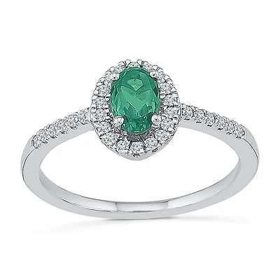 Womens 1/6 CT. T.W. Lab Created Green Emerald Sterling Silver Cocktail Ring