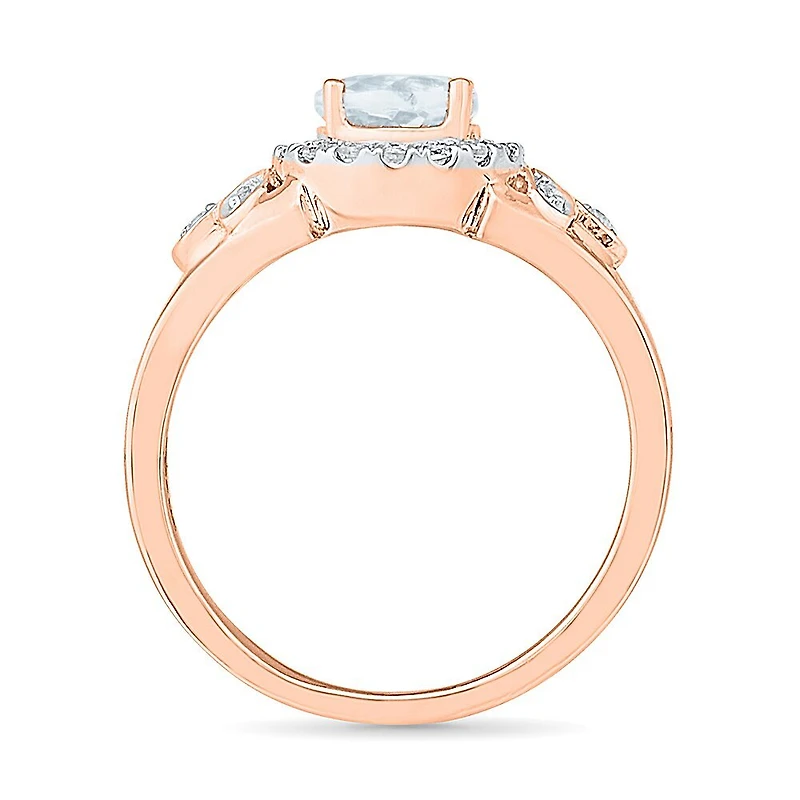 Womens Lab Created White Sapphire 10K Gold Cocktail Ring