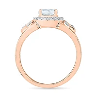 Womens Lab Created White Sapphire 10K Gold Cocktail Ring