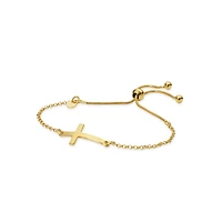 Made in Italy Womens 24K Gold Over Silver Sterling Silver Cross Bolo Bracelet