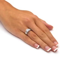 DiamonArt® Womens 1/ CT. T.W. White Cubic Zirconia Platinum Over Silver Round Bridal Set
