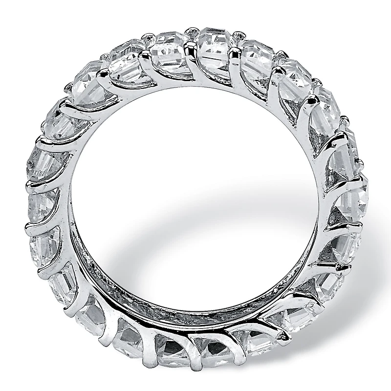 DiamonArt® 5.5MM White Cubic Zirconia Platinum Over Silver Rectangular Band
