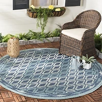 Safavieh Courtyard Collection Trent Geometric Indoor/Outdoor Round Area Rug