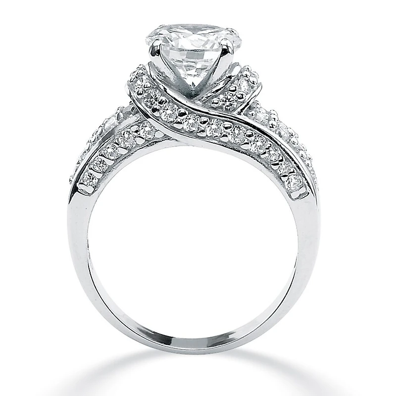 DiamonArt® Womens 3 1/2 CT. T.W White Cubic Zirconia Platinum Over Silver Round Engagement Ring