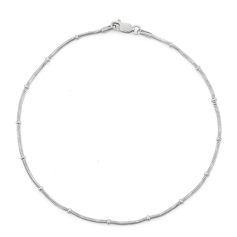 Womens Sterling Silver 10 Inch Solid Snake Ankle Bracelet