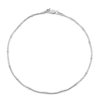 Womens Sterling Silver 10 Inch Solid Snake Ankle Bracelet