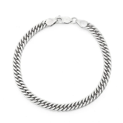Mens Sterling Silver 8 1/2 Inch Solid Curb Chain Bracelet