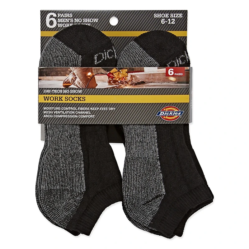 Dickies Dri-Tech Work Mens Breathable 6 Pair Low Cut Socks