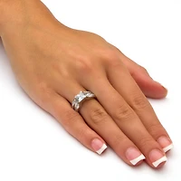 DiamonArt® Womens / CT. T.W. White Cubic Zirconia Platinum Over Silver Square Bridal Set