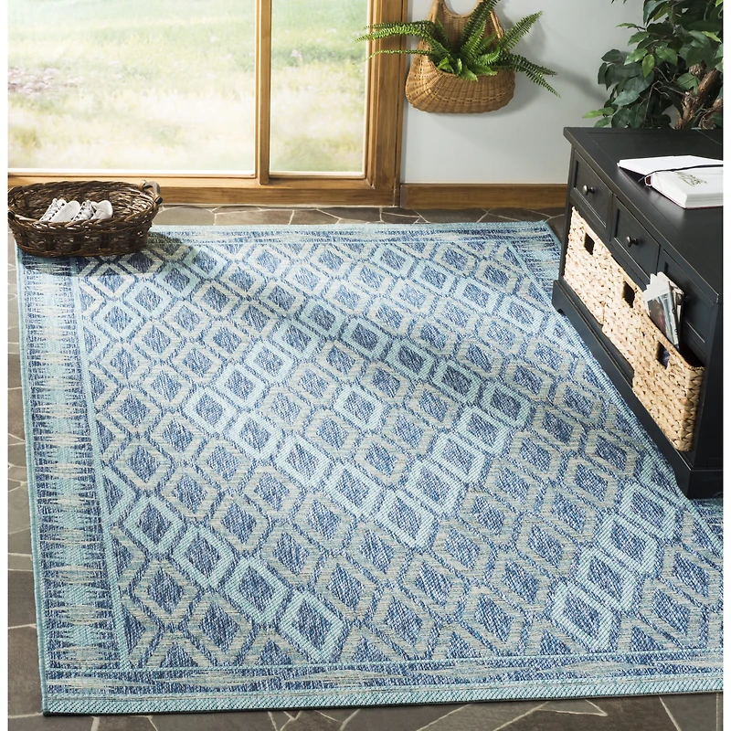 Safavieh Courtyard Collection Trent Geometric Indoor/Outdoor Square Area Rug