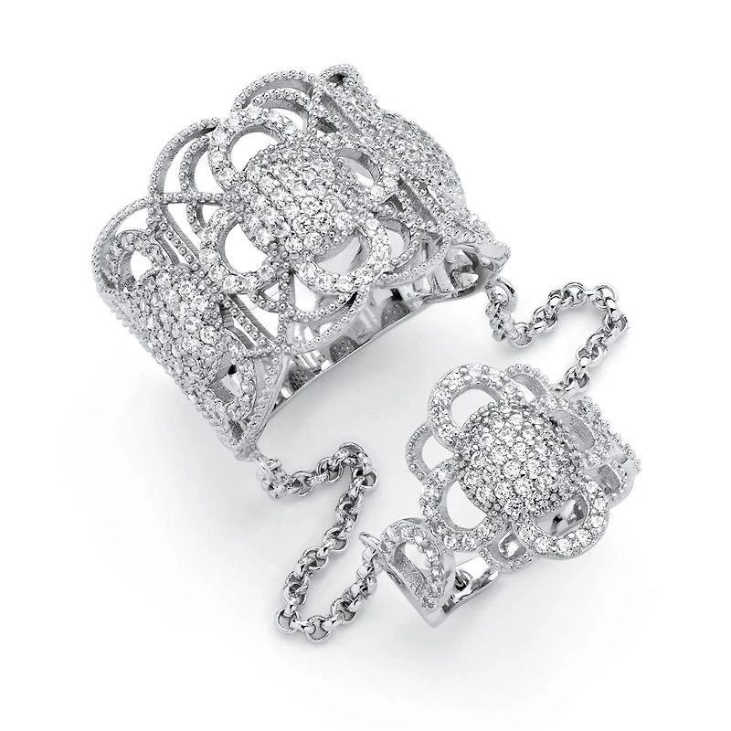 DiamonArt® Womens 1 3/4 CT. T.W. White Cubic Zirconia Sterling Silver Round Cocktail Ring