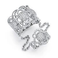 DiamonArt® Womens 1 3/4 CT. T.W. White Cubic Zirconia Sterling Silver Round Cocktail Ring