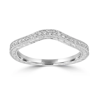 Womens 2MM 1/5 CT. Natural White Diamond 14K Gold Wedding Band