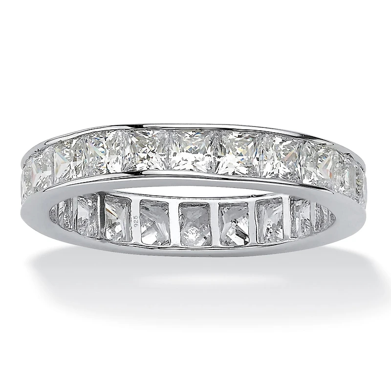 DiamonArt® 4MM 5 1/4 CT. T.W. White Cubic Zirconia Platinum Over Silver Square Band