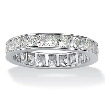 DiamonArt® 4MM 5 1/4 CT. T.W. White Cubic Zirconia Platinum Over Silver Square Band