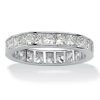 DiamonArt® 4MM 5 1/4 CT. T.W. White Cubic Zirconia Platinum Over Silver Square Band