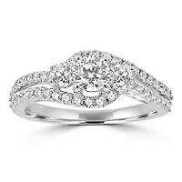 Love Lives Forever Womens 1 CT. T.W. Natural White Diamond 14K Gold 3-Stone Engagement Ring