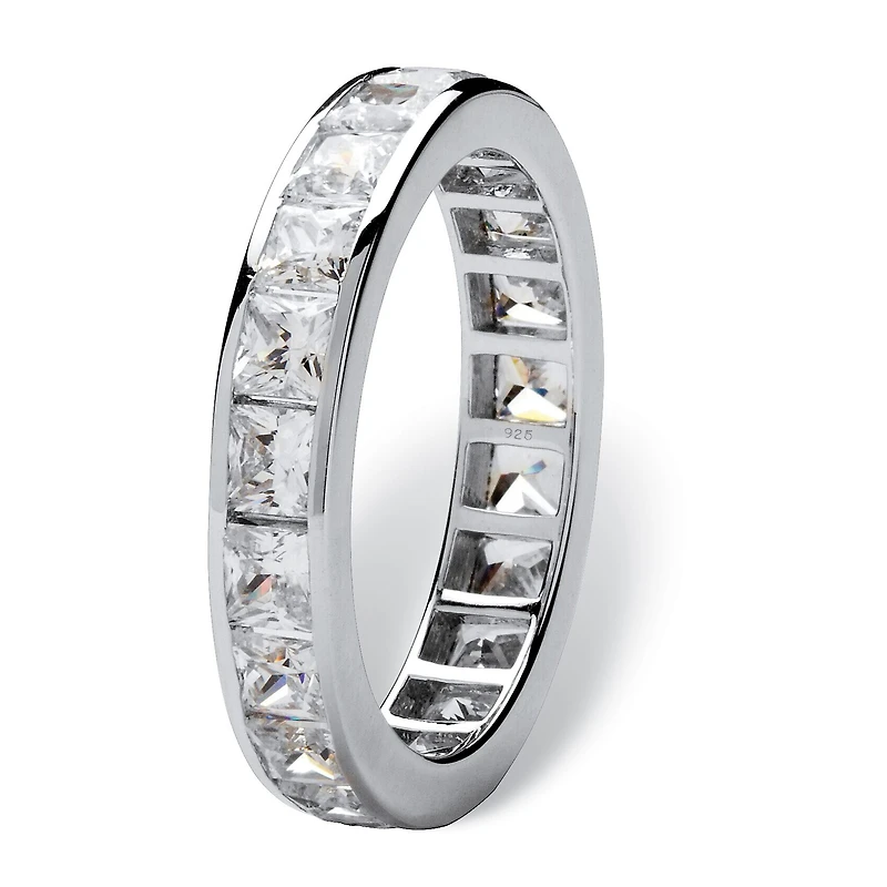 DiamonArt® 4MM 5 1/4 CT. T.W. White Cubic Zirconia Platinum Over Silver Square Band