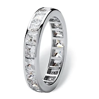 DiamonArt® 4MM 5 1/4 CT. T.W. White Cubic Zirconia Platinum Over Silver Square Band