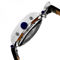 Heritor Automatic Ganzi Mens Leather Day&Date-Silver Watches
