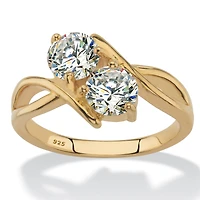 DiamonArt® Womens 2 CT. T.W. White Cubic Zirconia 14K Gold Over Silver Round Cocktail Ring