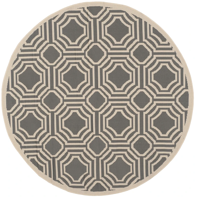 Safavieh Courtyard Collection Torma Geometric Indoor/Outdoor Round Area Rug