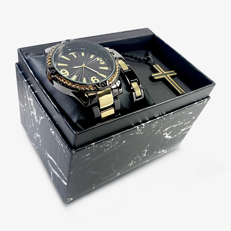 Mens Two Tone 3-pc. Watch Boxed Set Mac7133jc