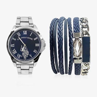 U.S. Polo Assn. Mens Silver Tone 4-pc. Watch Boxed Set Usc20201jc