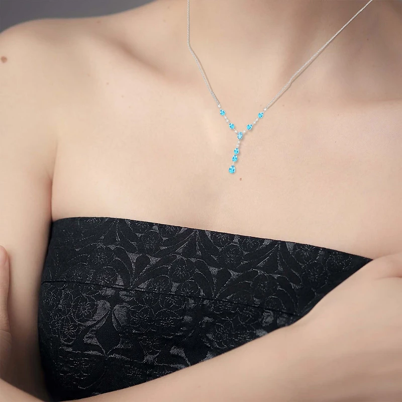 Womens Gemstone 14K Gold Over Silver Y Necklace