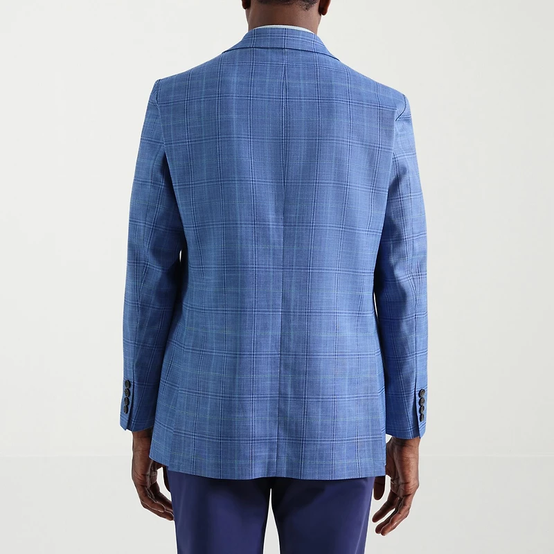 Haggar JMH Tailored Plaid Mens Windowpane Stretch Fabric Modern Fit Sport Coat