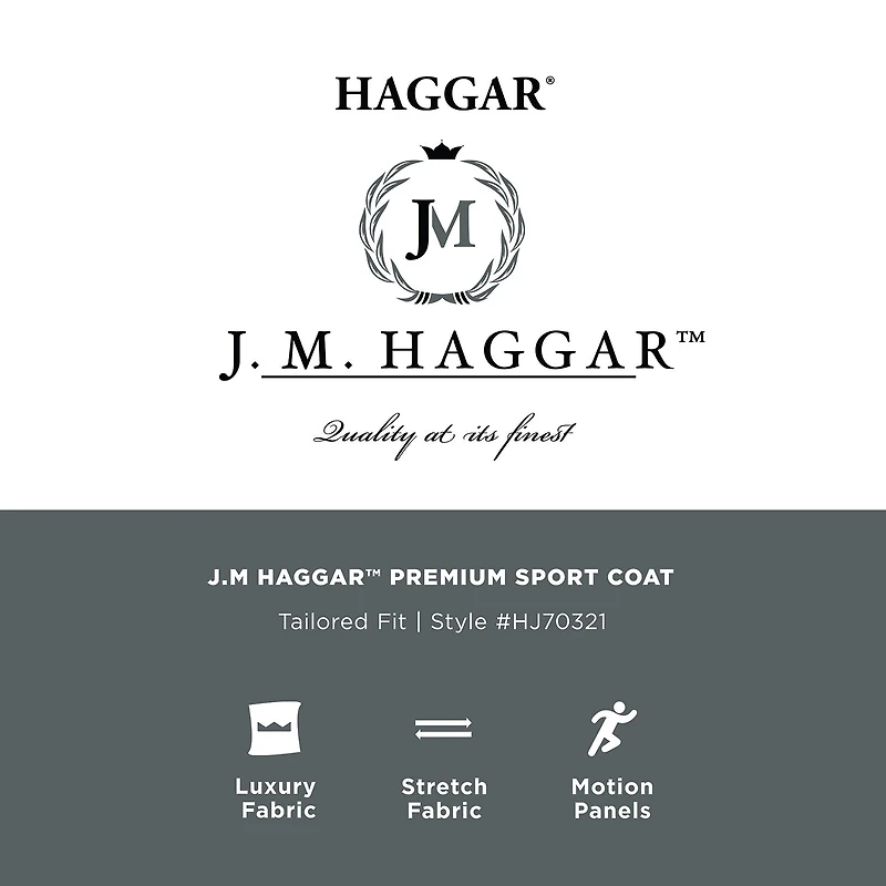 Haggar JMH Tailored Plaid Mens Windowpane Stretch Fabric Modern Fit Sport Coat