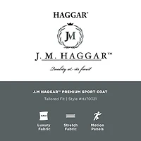 Haggar JMH Tailored Plaid Mens Windowpane Stretch Fabric Modern Fit Sport Coat